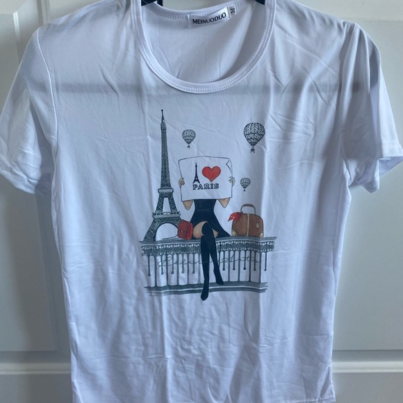 Paris printed White T-shirt M - Picture 2 of 3